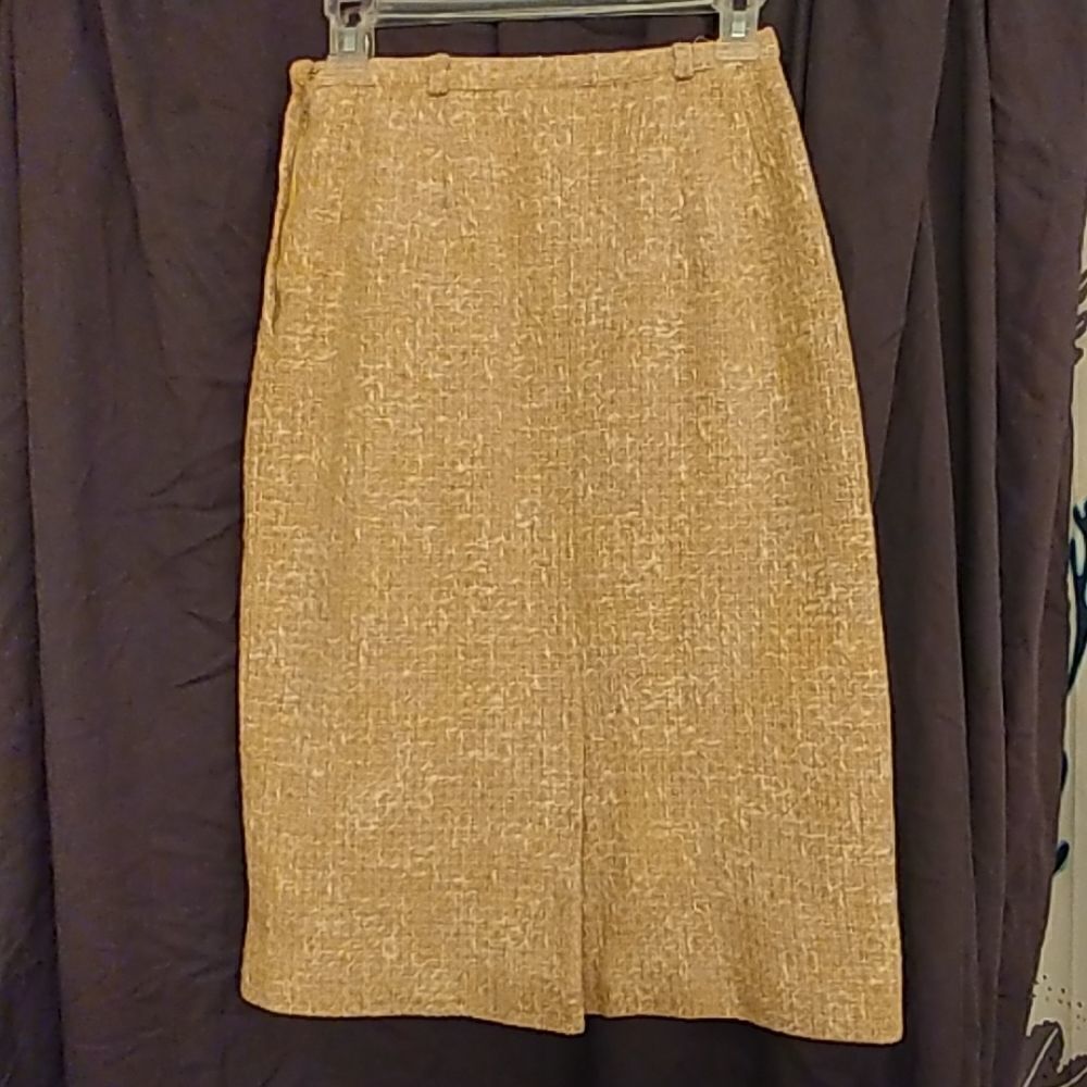 Vintage 50s Beverly Paige Cream Bouclé Wool Skirt - Picture 2 of 8